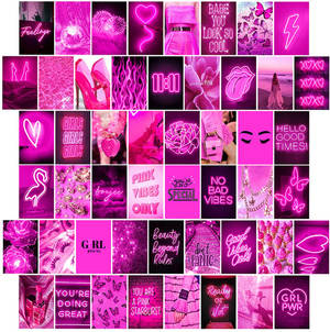 Neon Pink Collage In White Background Wallpaper