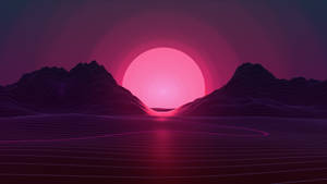 Neon Pink Sunset Full 4k Wallpaper