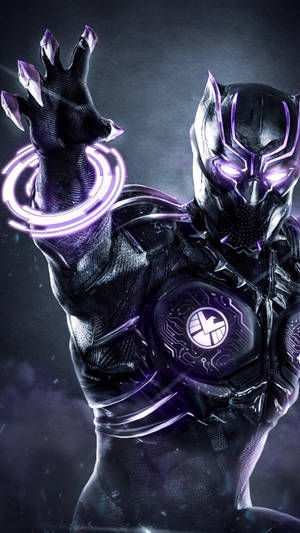 Neon Purple Black Panther Wakanda Forever Wallpaper