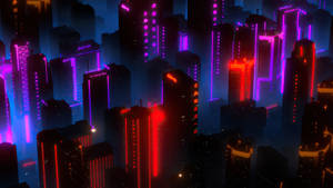 Neon Purple Buildings Wallpaper