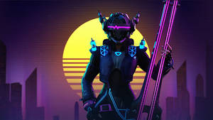 Neon Purple Futuristic Soldier Wallpaper