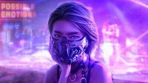 Neon Purple Masked Girl Wallpaper