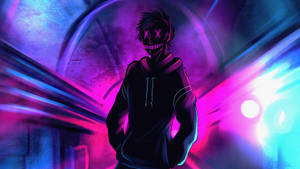 Neon Purple Masked Guy Wallpaper