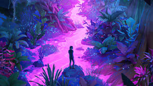 Neon Purple River Wallpaper