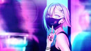 Neon Purple Short Hair Girl Wallpaper