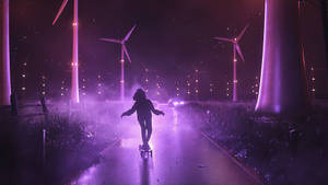 Neon Purple Skateboarding Wallpaper