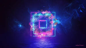 Neon Purple Square Wreath Wallpaper