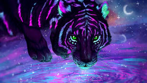 Neon Purple Tiger Wallpaper