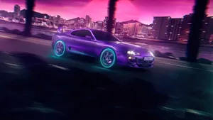 Neon Purple Toyota Supra Car Wallpaper