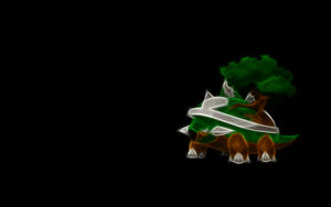 Neon Torterra With Black Background Wallpaper