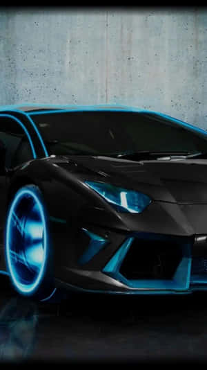 Neon Trimmed Black Lamborghini Wallpaper