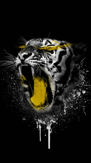 Neon Yellow Angry Tiger Wallpaper