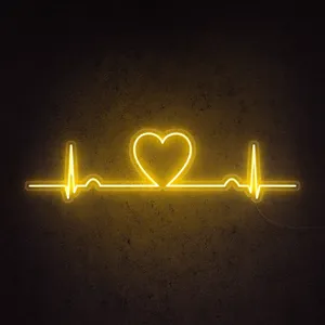 Neon Yellow Led Heart And Lifeline Wallpaper