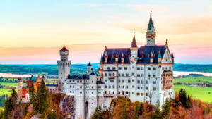 Neuschwanstein Castle Colorful Sunset Wallpaper