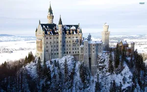 Neuschwanstein Castle Roof Covered In Snow Wallpaper