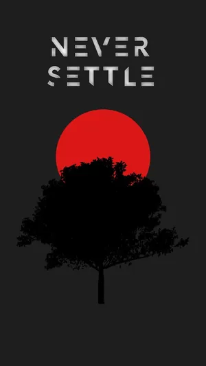 Never Settle Red Sun Tree Wallpaper