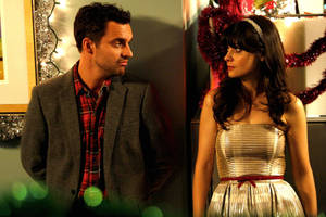 New Girl Jess And Nick Sweet Gazes Wallpaper