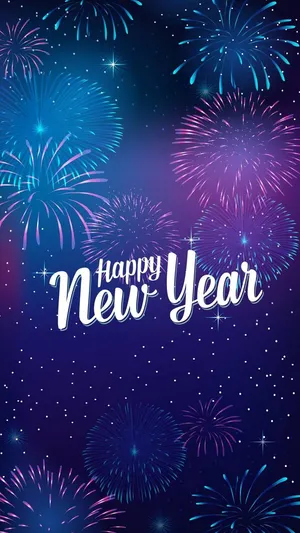 New Year Iphone Greeting Fireworks In Blue Wallpaper