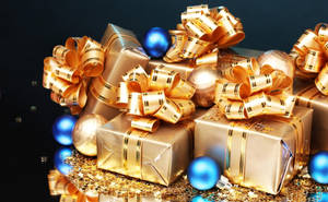 New Year's Little Gold Presents Decoration Wallpaper