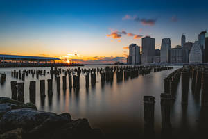 New York Brooklyn Bridge Park Pillars Wallpaper