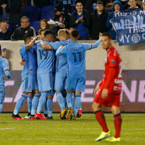 New York City Fc Group Hug Shot Wallpaper
