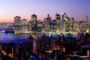 New York City Lights Downtown Wallpaper