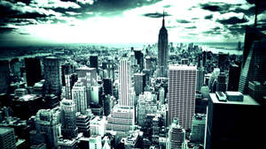 New York Hd In Dark Green Filter Wallpaper