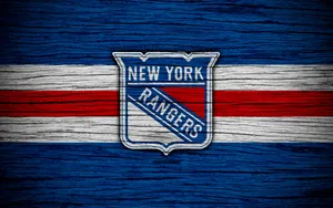 New York Rangers Wood Textile Logo Wallpaper