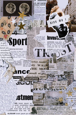 Newspaper Aesthetic Star Stickers Wallpaper