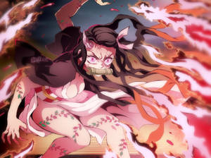 Nezuko Kamado Reaches Out To Help In Kimetsu No Yaiba Wallpaper