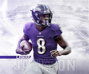 Nfl Quarterback Lamar Jackson In Action For The Baltimore Ravens Wallpaper