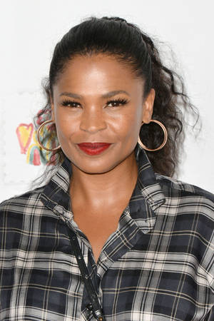 Nia Long Plaid Collar Blouse Wallpaper