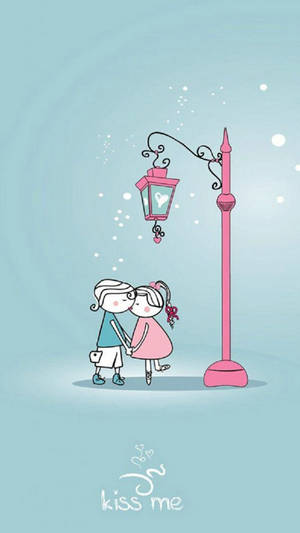 Nice Cartoon Of Cute Couple Drawing Wallpaper