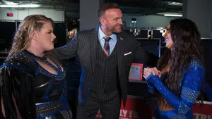 Nick Aldis Backstage With Wrestlers Wallpaper