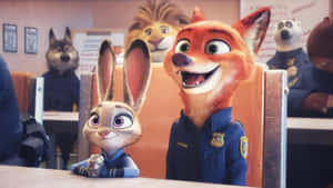 Nick Wildeand Judy Hopps Zootopia Scene Wallpaper