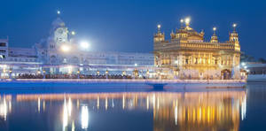 Night Lights Golden Temple Hd Wallpaper