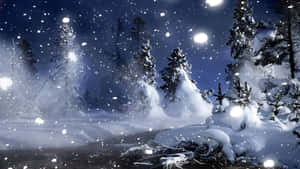 Night Scene Winter Wonderland Desktop Wallpaper