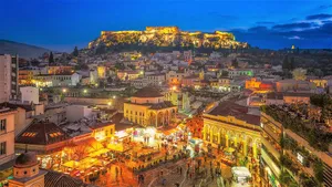 Night-time Panorama Of The Majestic Athens Acropolis Wallpaper