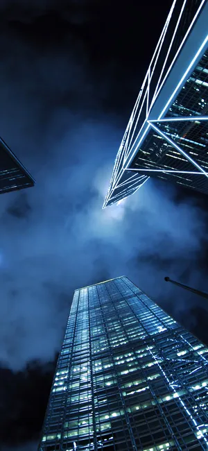 Nighttime_ Skyscrapers_ Illuminated Wallpaper