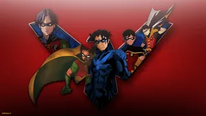 Nightwing And Robin Collage Art Wallpaper