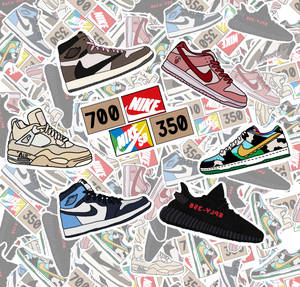 Nike Cartoon Sneakers Montage Digital Illustration Wallpaper