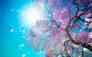 Nike Girl Cherry Blossom Tree Poster Wallpaper