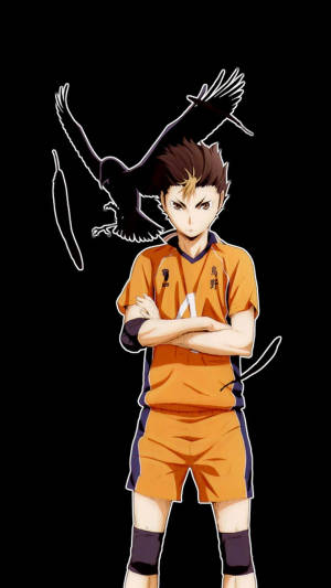 Nishinoya With Black Backdrop Haikyuu Aesthetic Wallpaper