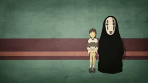 No Face And Chihiro From The Beloved Animated Film, Spirited Away Wallpaper