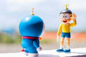 Nobita Waving At Doraemon 4k Wallpaper