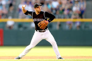 Nolan Arenado In Striped Uniform Wallpaper