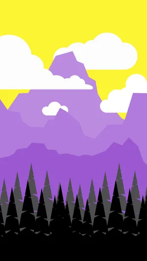 Nonbinary Themed Mountain Forest Vector Art Wallpaper