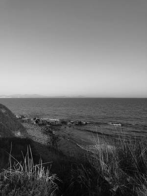 Nostalgic Black And White Beach Wallpaper