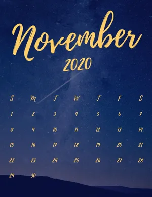 November 2020 Calendar Starry Sky Wallpaper