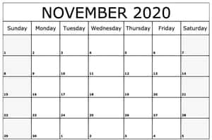 November 2020 Calendar With Holidays Wallpaper